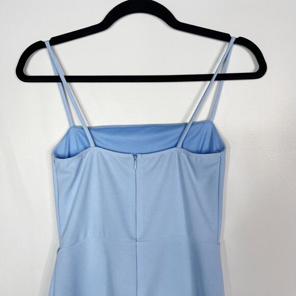 Blue Blush Small S Blue Wrap Front Dress with Shorts Romper Square Neck Cocktail - Picture 6 of 9